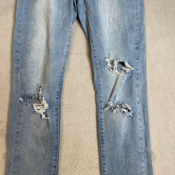 KanCan Woman's jeans 5/26 Distressed Light Wash Denim Skinny w/ Frayed Hem - Picture 7 of 14